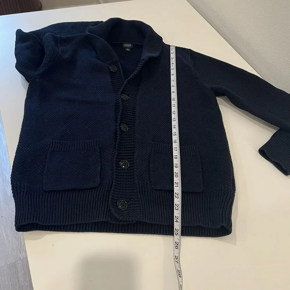 J. Crew Cotton Cable Knit Shawl-Collar Cardigan M Navy Heritage Academia Preppy